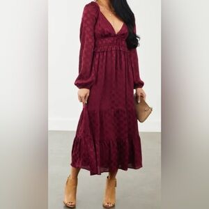 Lush Burgundy Long Sleeve Dress
